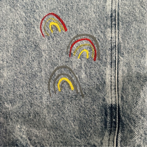 PacSun Womens Baggy Blue Jeans Painted Wide Leg Medium Wash Size 26 - Picture 5 of 16